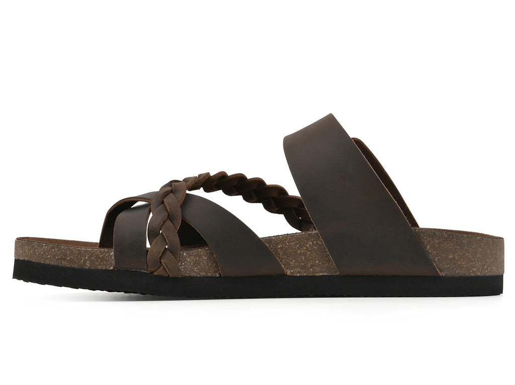 White Mountain Women's Hazy Braided Toe Loop Slide Sandal