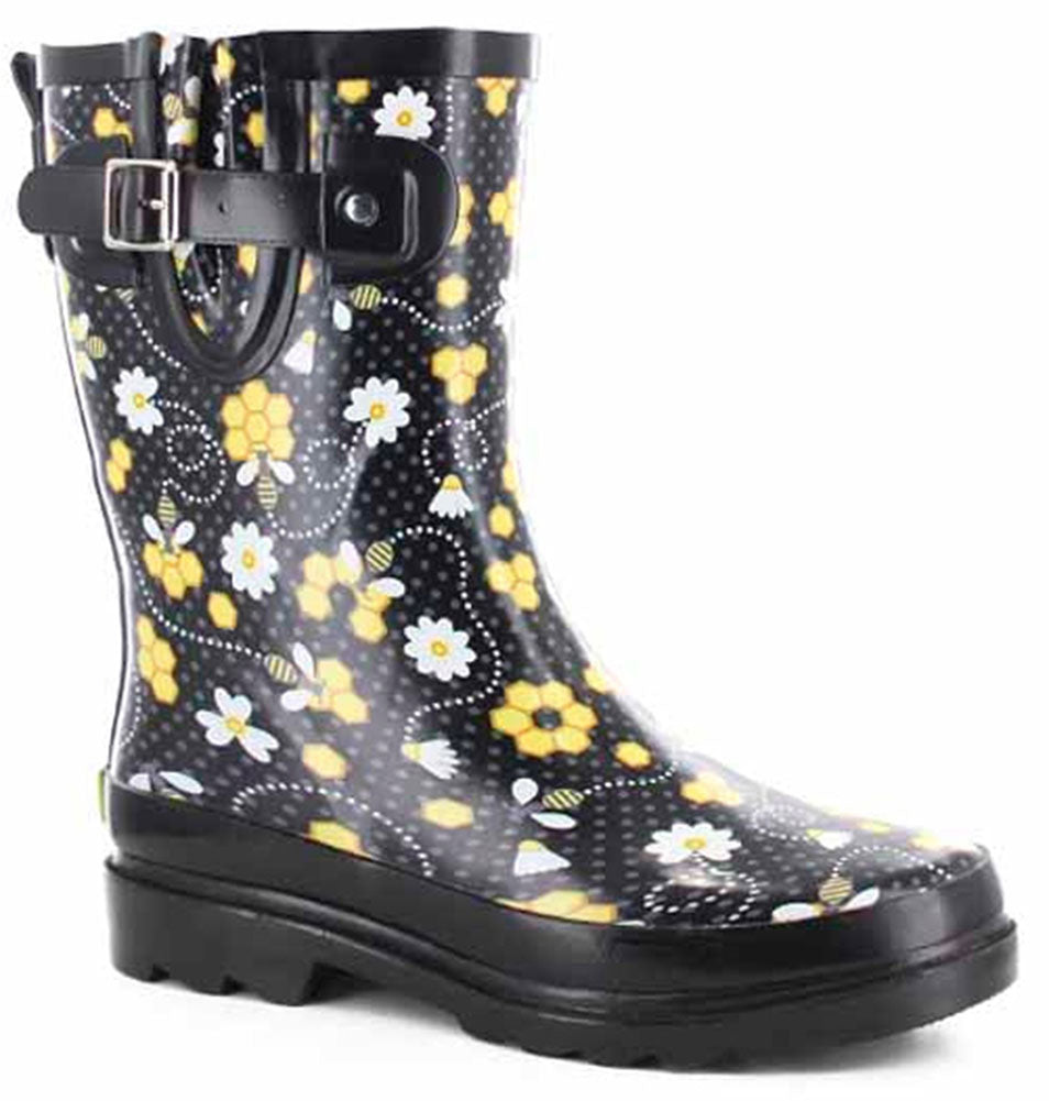 Western Chief Women's Bloom Bees Mid Rain Boot
