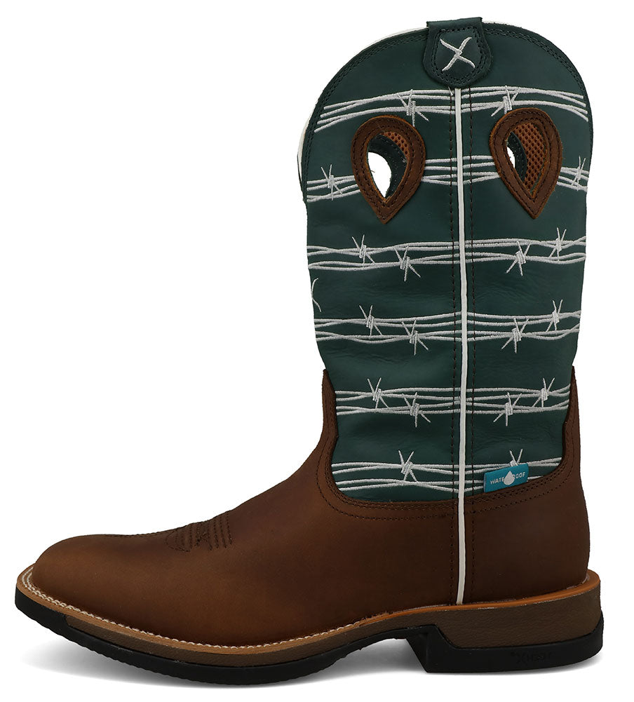 Twisted X Men's 12 Inch Tech X Boot Oiled Buffalo & Green-Blue Slate