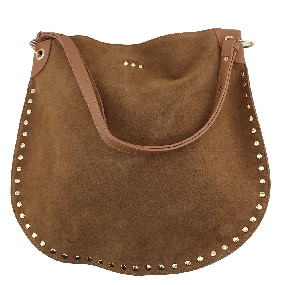 Pretty Simple Rosalie Rivet Suede Hobo Bag