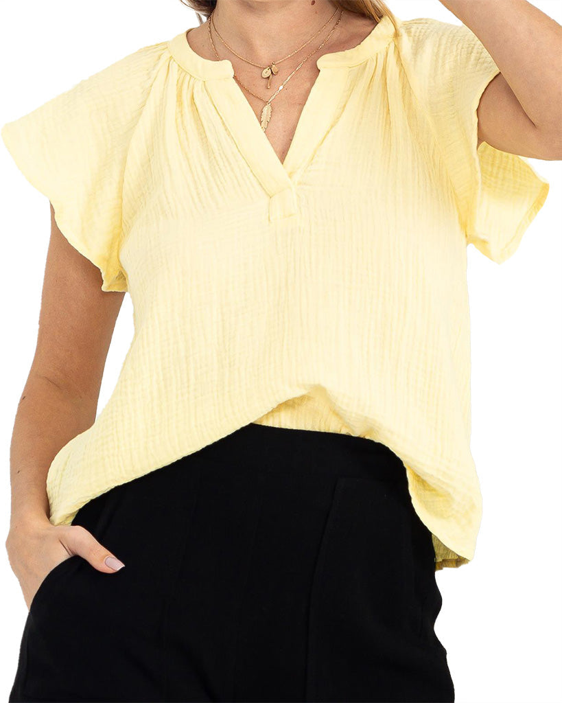 Hyfve JUST MY VIBE FLUTTER SLEEVE TOP