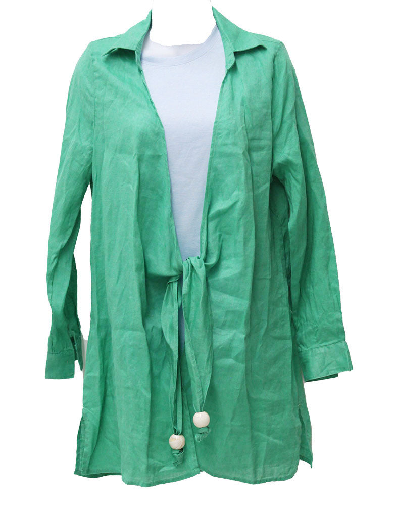 ELAN Linen Tie Blouse