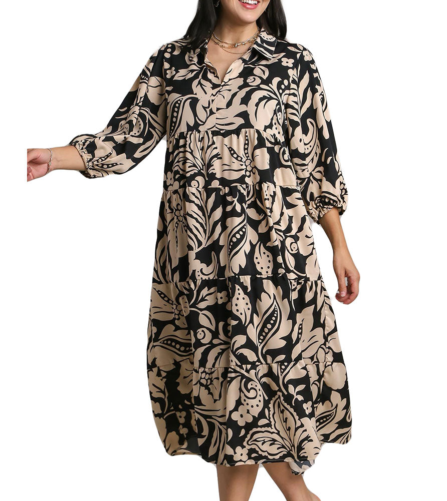 Umgee USA Floral Print Midi Dress