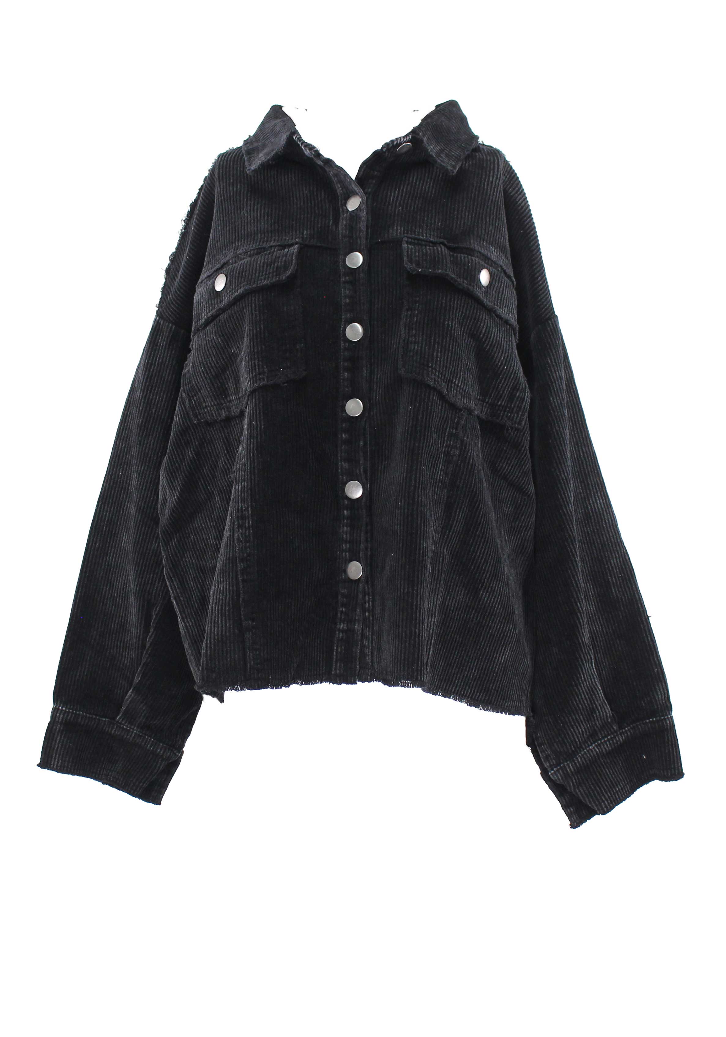 Hyfve Washed Corduroy Frayed Shacket