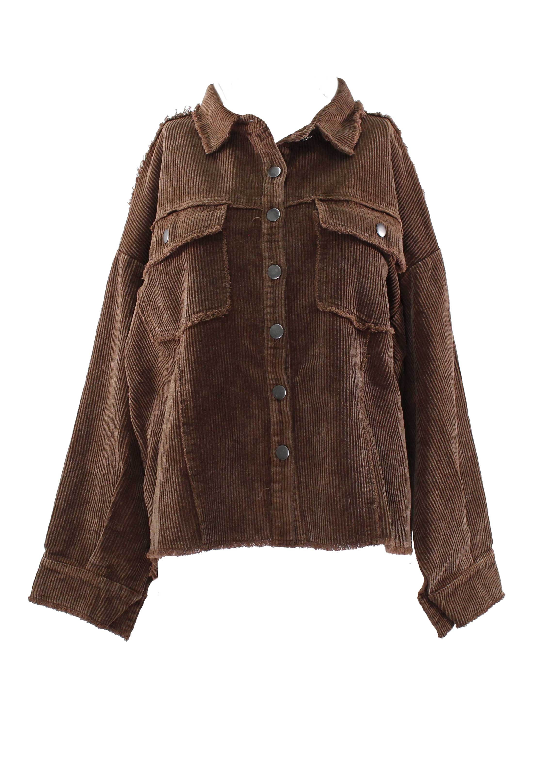 Hyfve Washed Corduroy Frayed Shacket