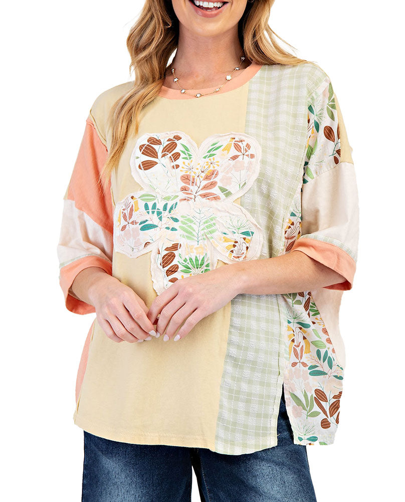 Easel 3/4 Floral Top