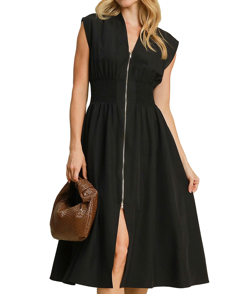 Umgee USA Sleeveless Two-Way Zipper Dress