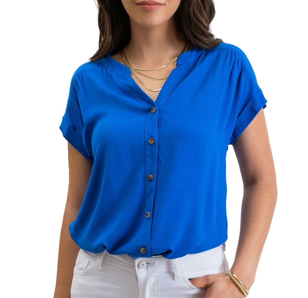 Blu Pepper Button Top