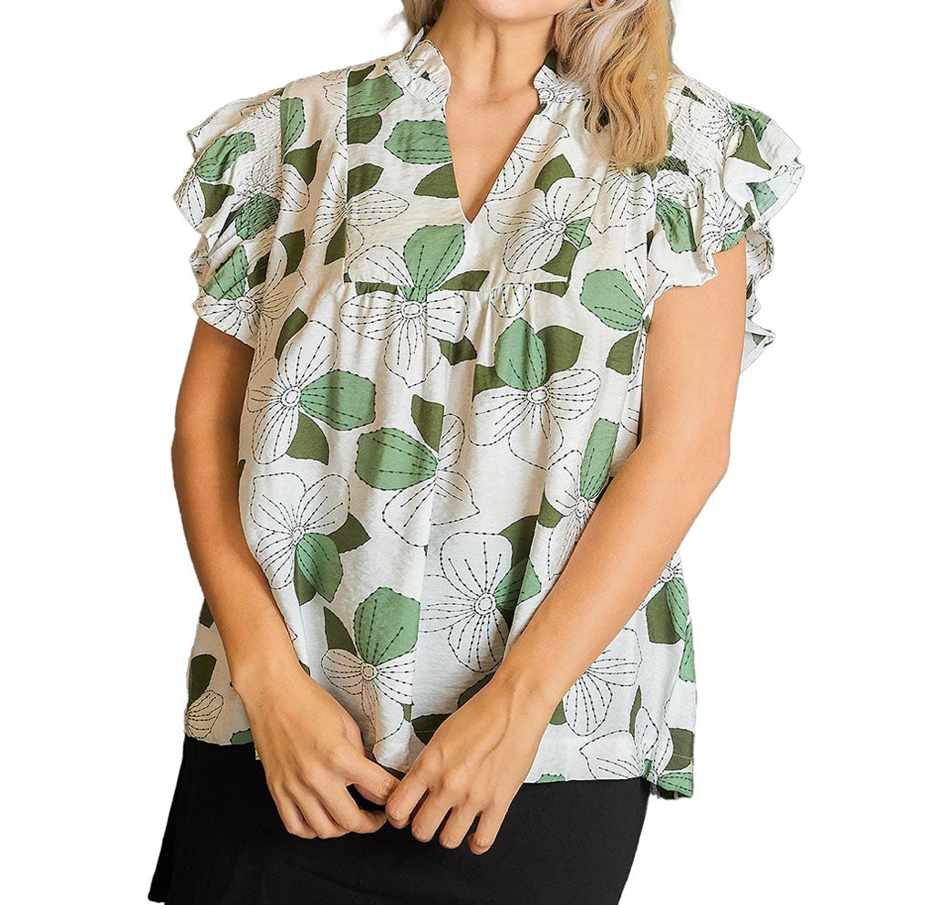 Umgee USA Top Ruffle Flower