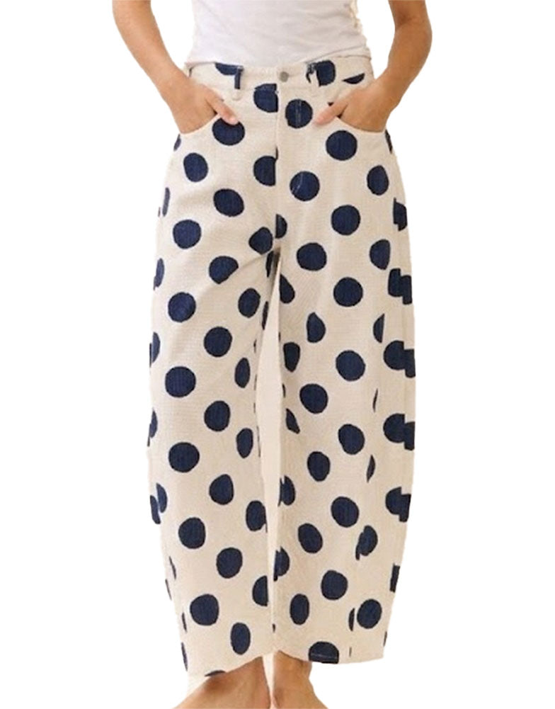 Oddi Polka Dot Printed Denim Pants
