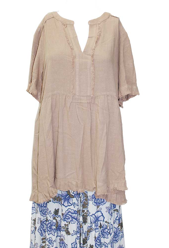 Umgee USA Linen Split Neck Top