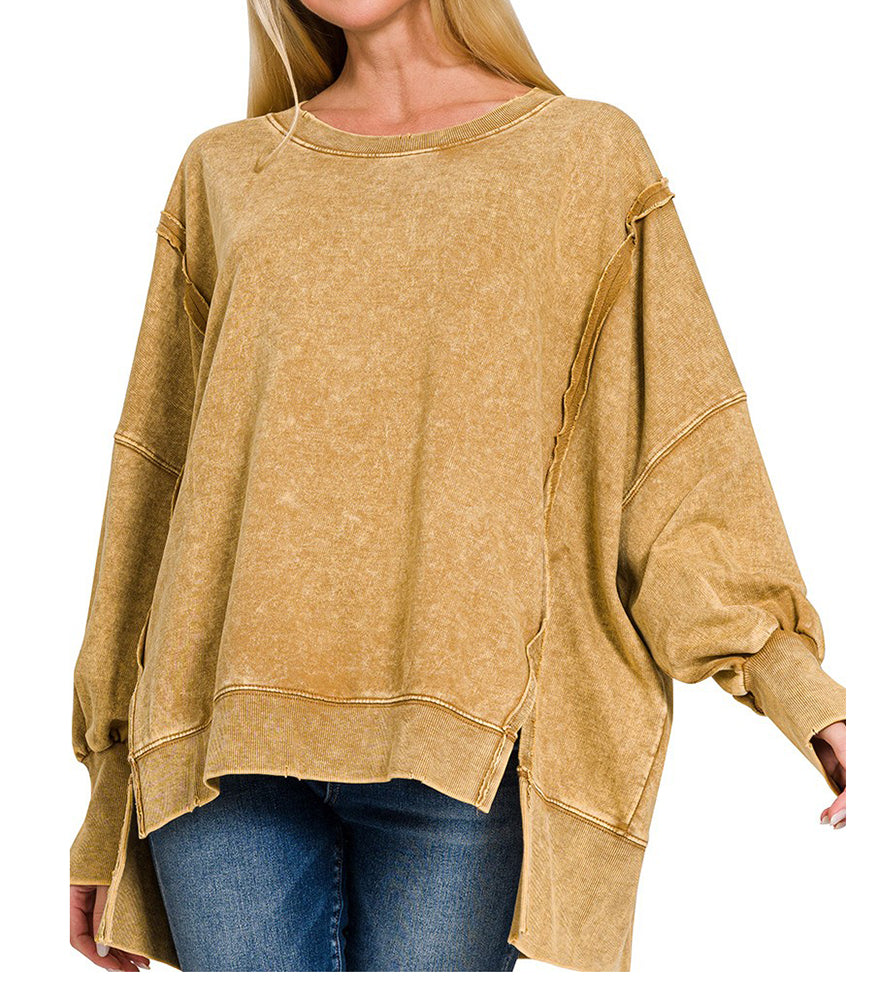 ZENANA Acid Wash Sweatshirt