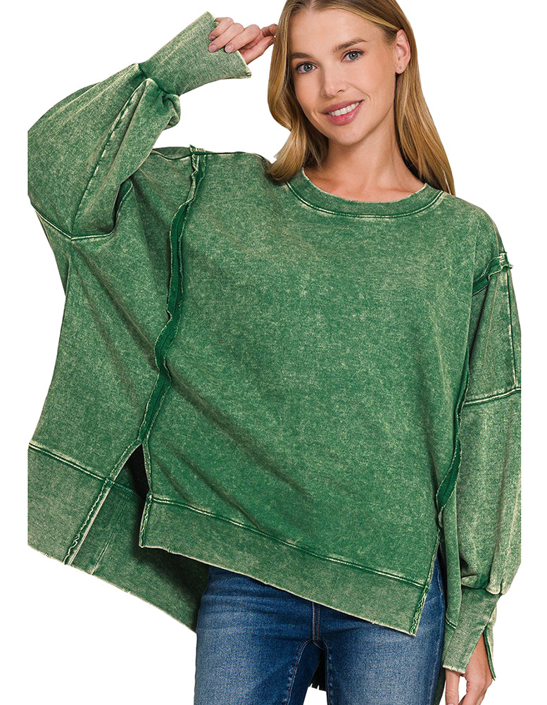 ZENANA Acid Wash Sweatshirt