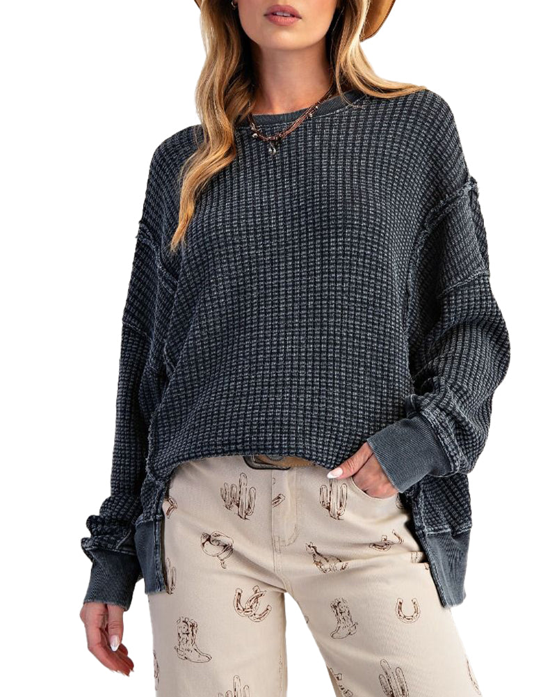 Easel Mineral Washed Thermal Pullover