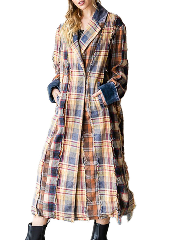 Oli & Hali Mixed Plaid Long Coat
