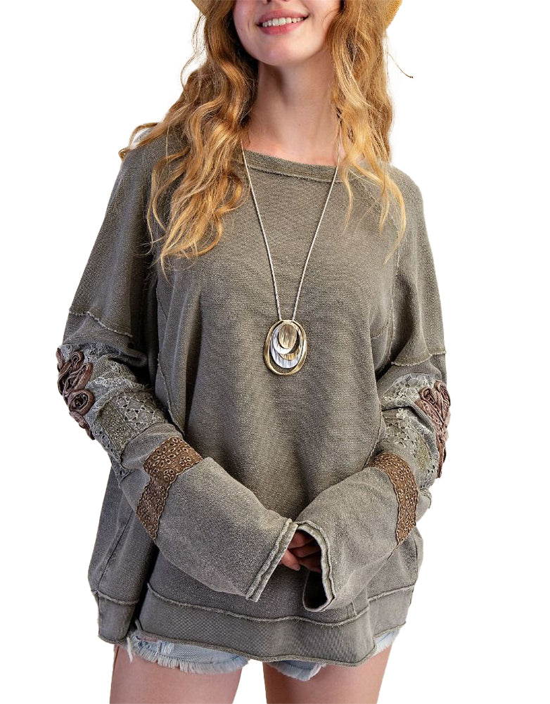 Easel Inside Out Washed Terry Pullover