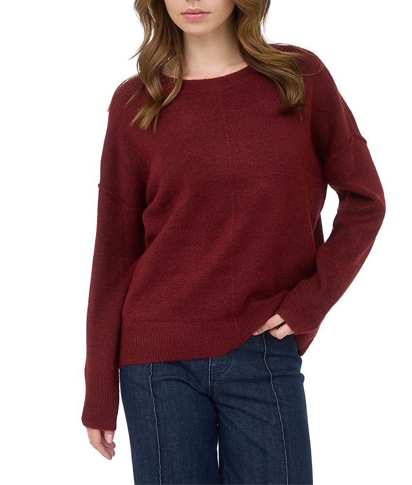 Blu Pepper Solid Crewneck Front Seam Knit Sweater