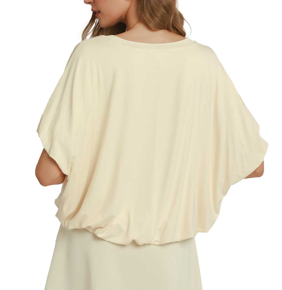 Umgee USA Double Lined Bubble Sleeve And Hem Top