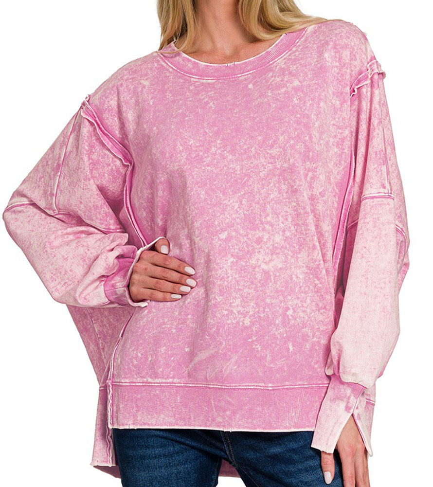 ZENANA Acid Wash Sweatshirt