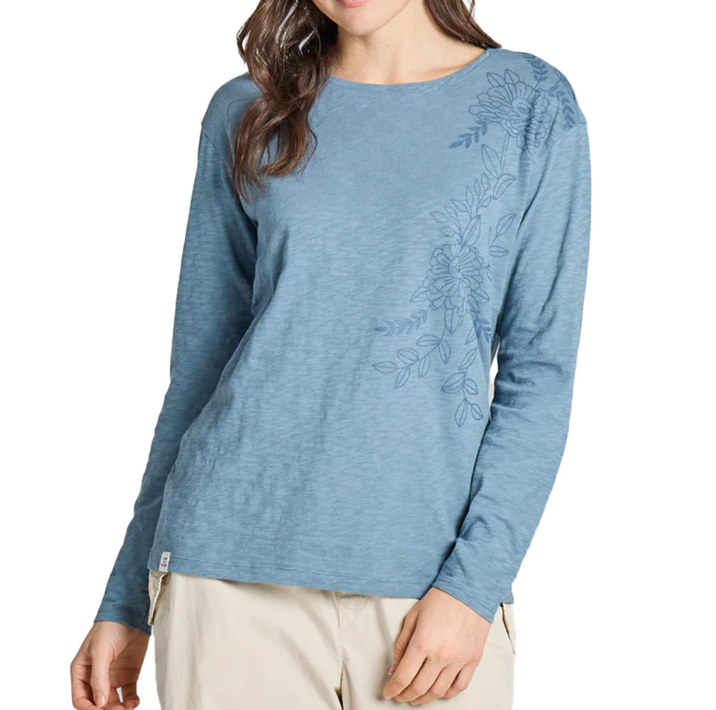 Life Is Good Ladies Realaxed Flower Vines Slub Easy Fit T-Shirt