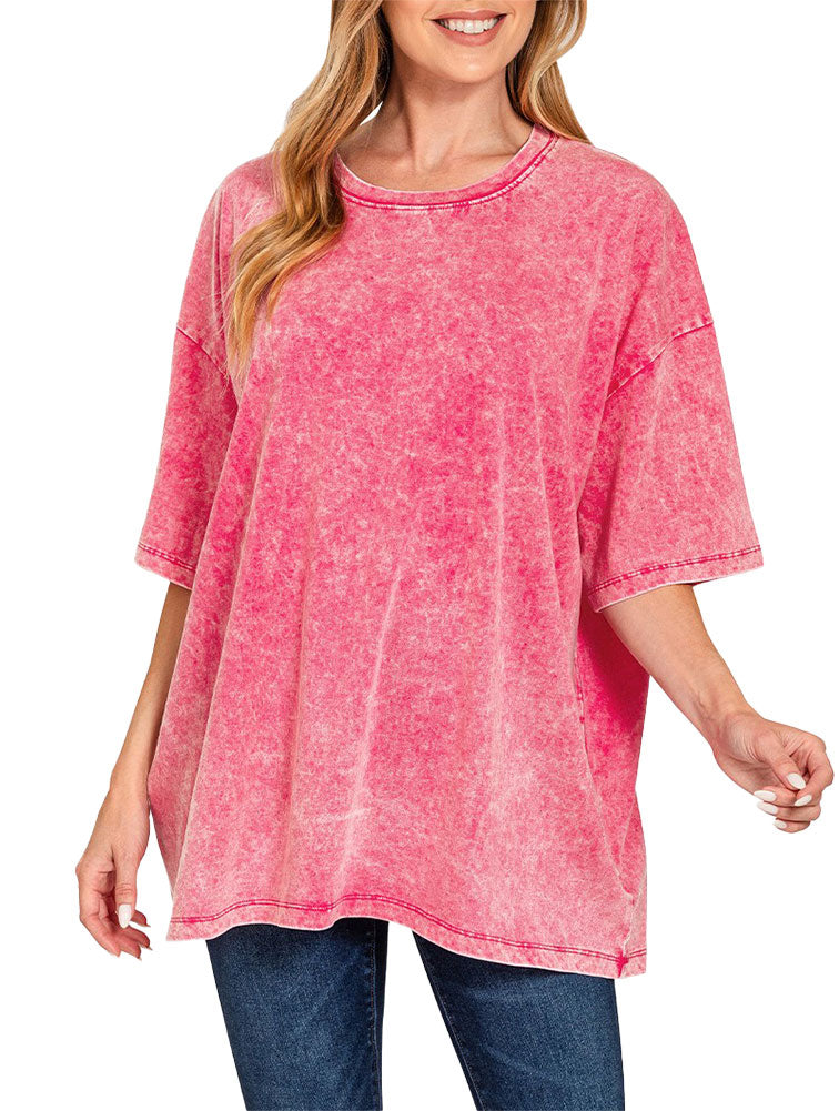 ZENANA Acid Wash Boyfriend Box T-Shirt