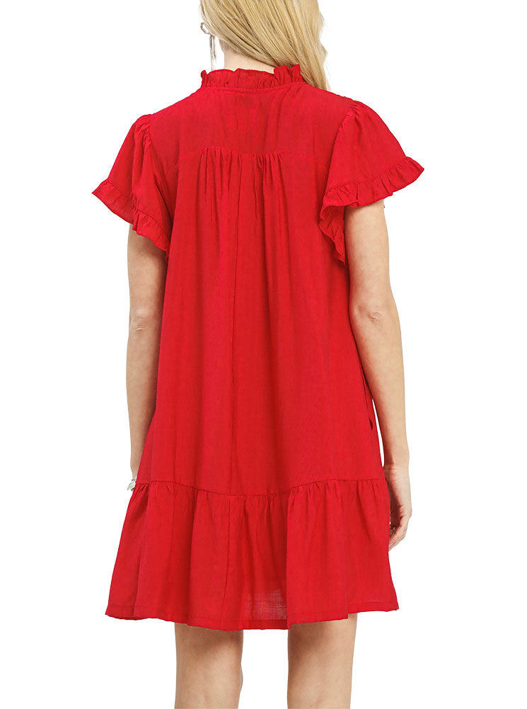 Umgee USA Smocked Ruffle Babydoll Mini Dress