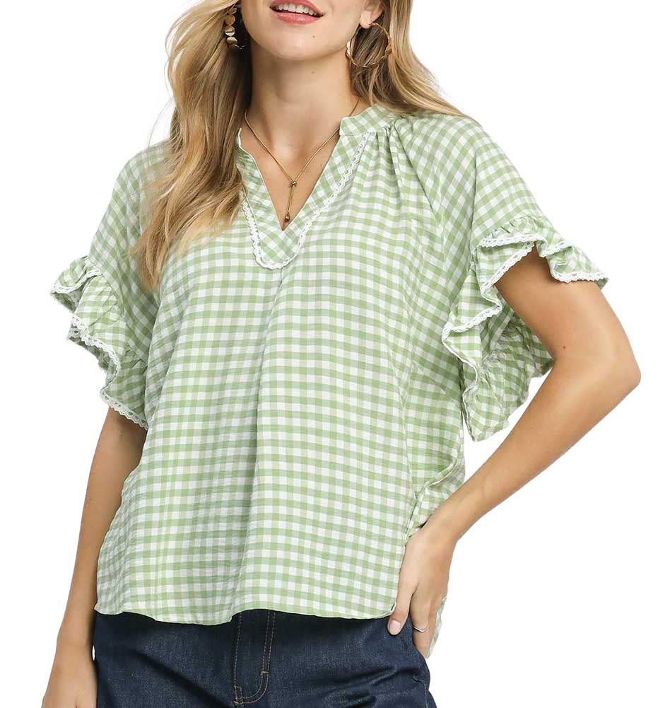 Umgee USA Gingham Ruffle Top