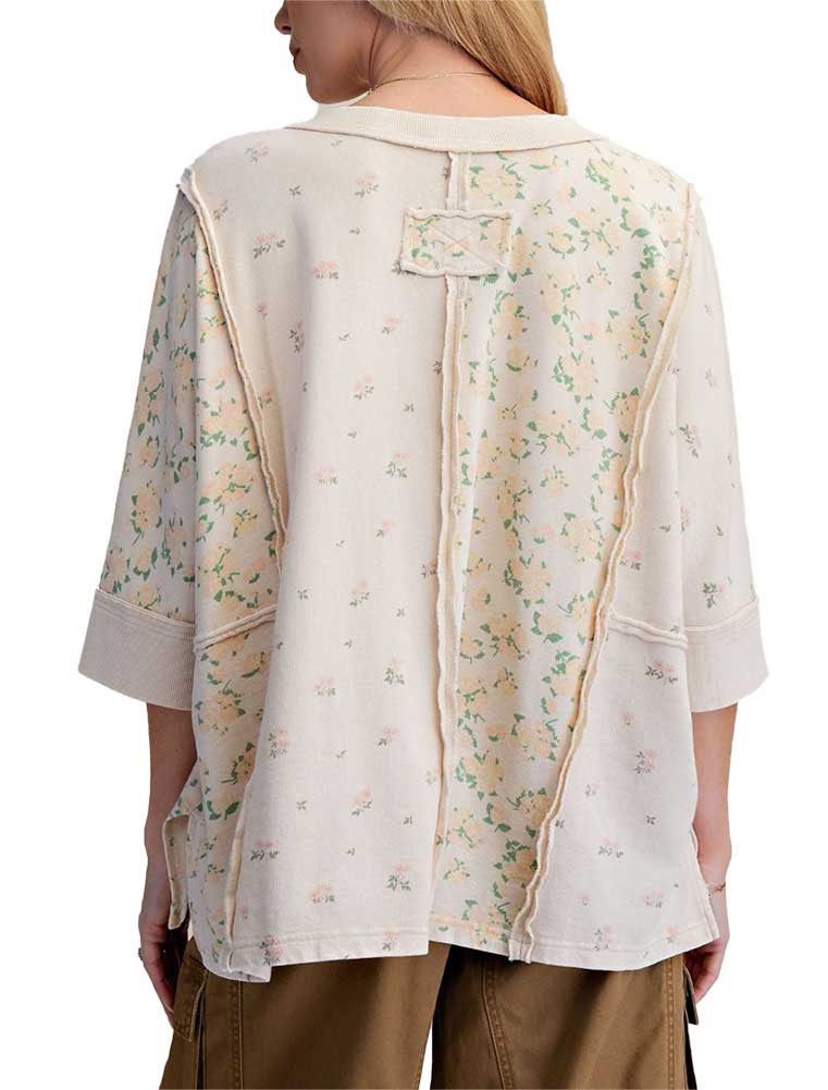 Easel Print Mix Washed Terry Boxy Top