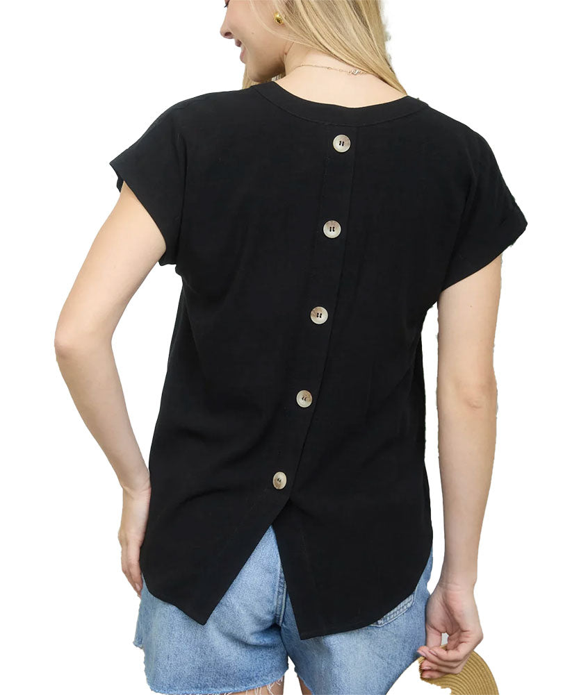 Blu Pepper Back Button Top