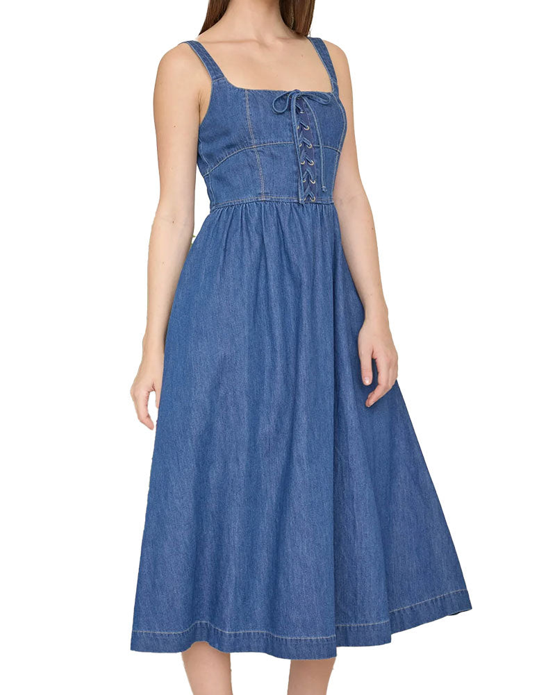 Blu Pepper Front Lace Midi Dress