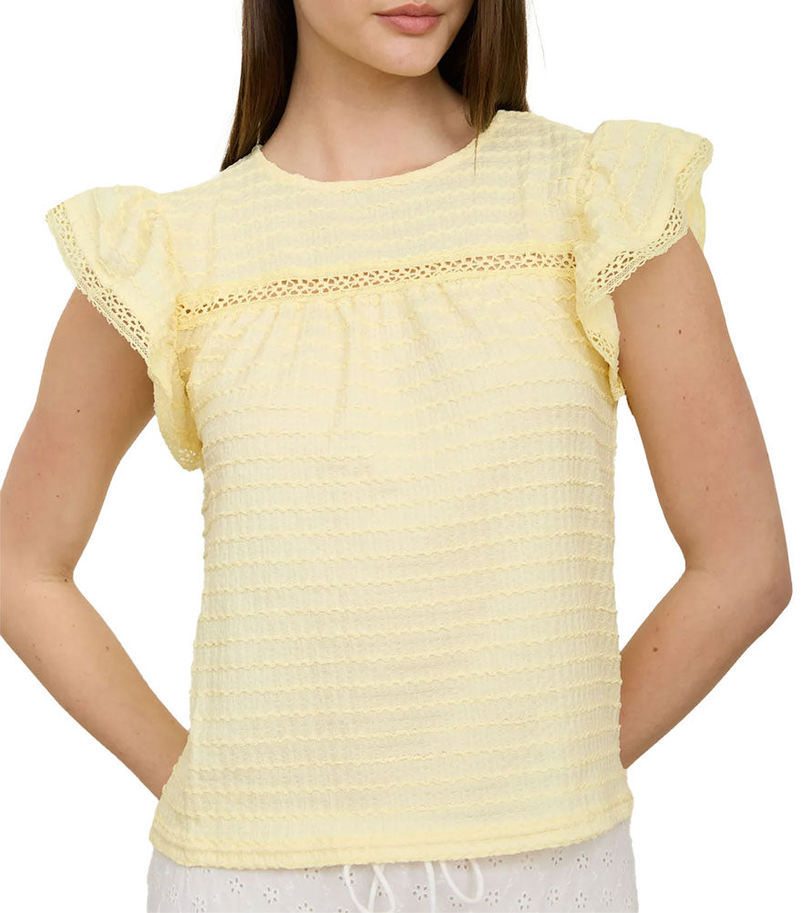 Blu Pepper Textured Ruffle Lace Top