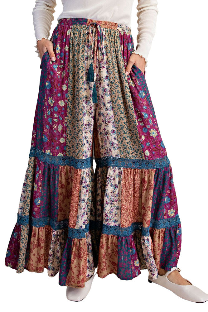 Easel Patchwork Palazzo Pants