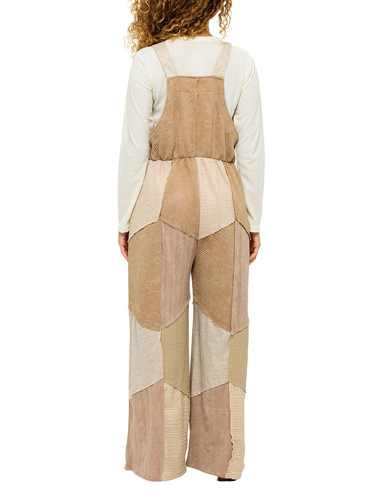 Yak & Yeti Overalls Boho Patchwork Textured Earthtone