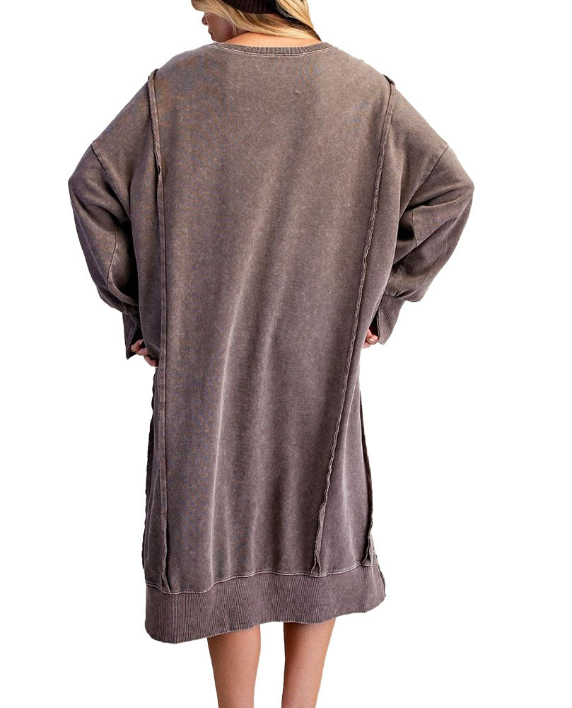 Easel Washed Terry Pullover Dress