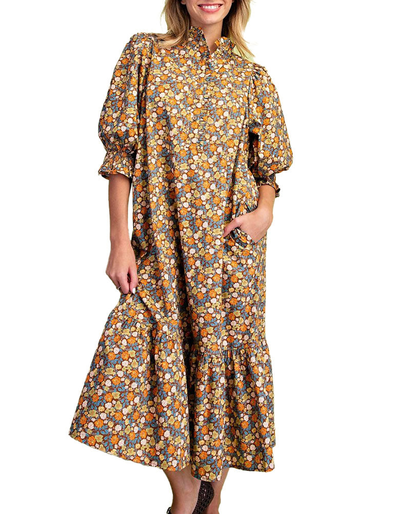 Easel Floral Poplin Dress