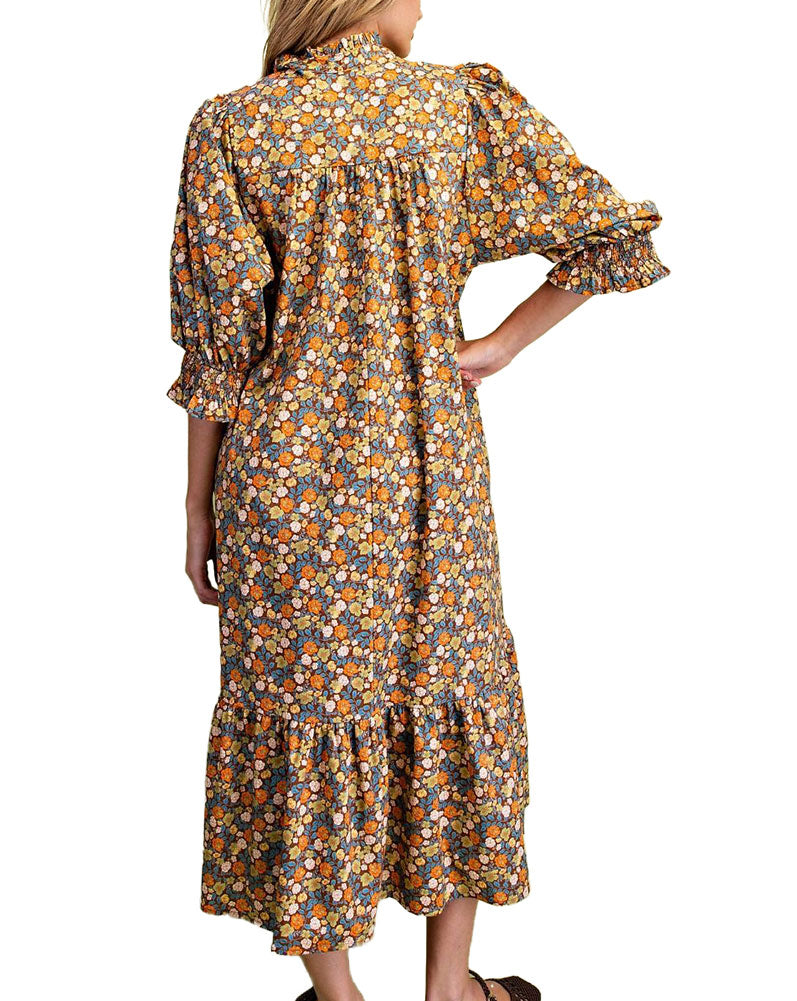 Easel Floral Poplin Dress