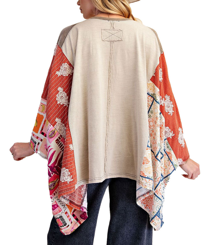 Easel Peace Patch Poncho Top