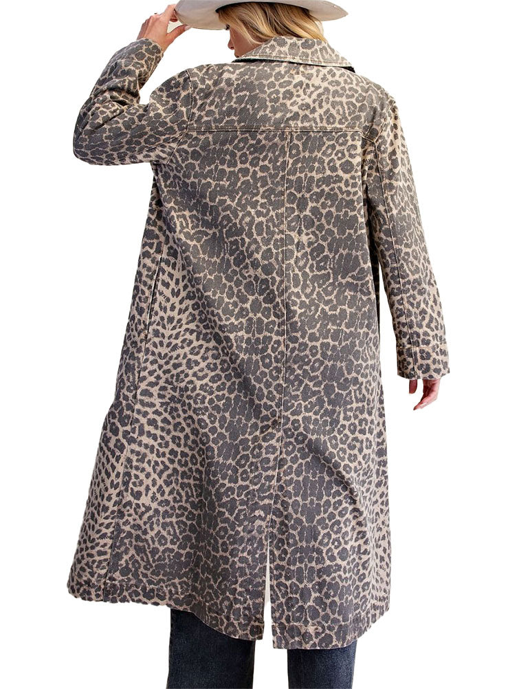 Easel Animal Print Enzyme Washed Twill Jacket