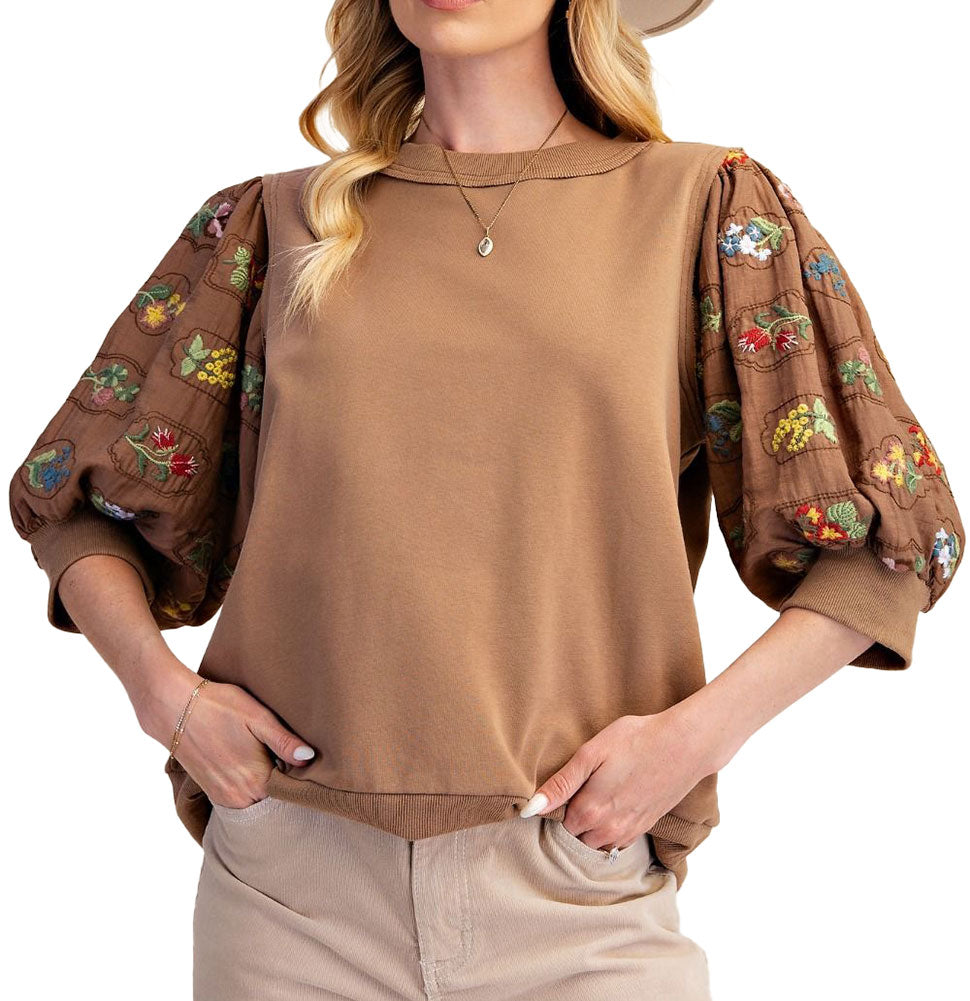 Easel Floral Terry Knit Top