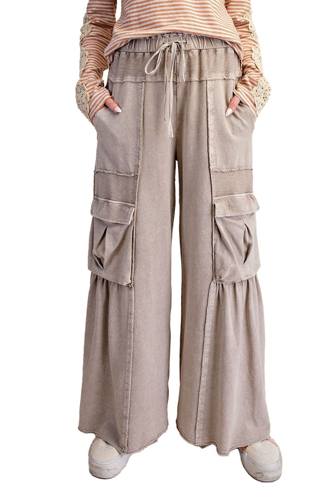 Easel Mineral Washed Terry Knit Cargo Pants