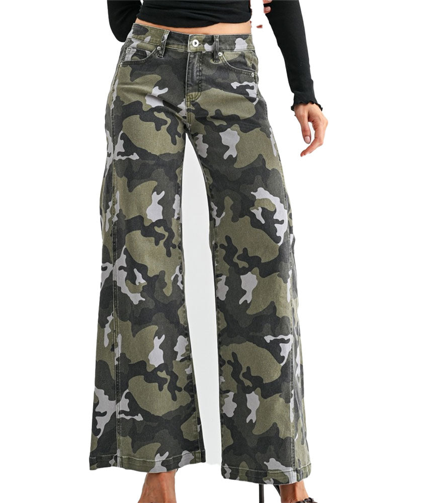 Mica Denim Mid-Rise Wide Leg Pants