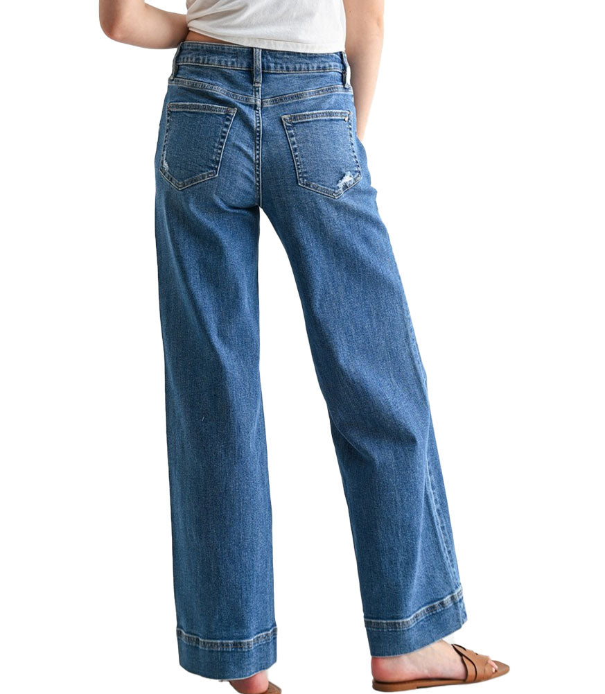 Mica Denim Mid-rise Wide Leg Trouser Hem
