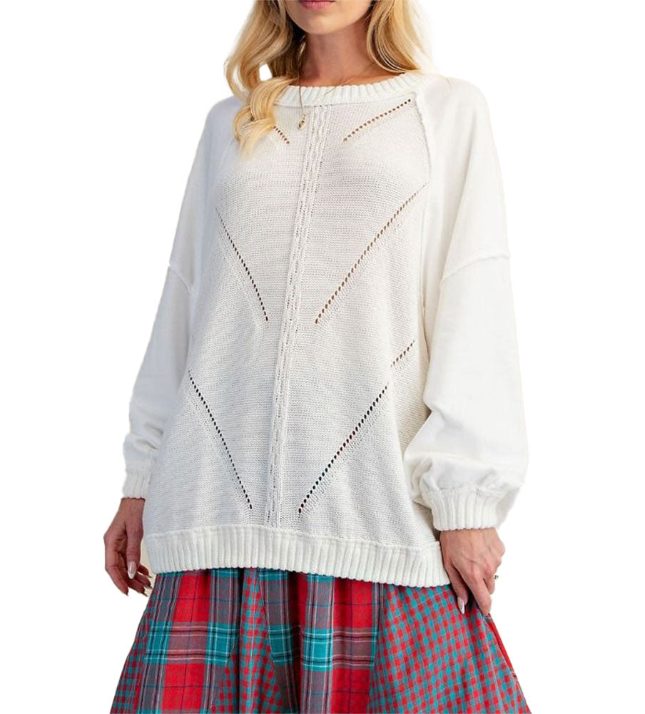 Easel Long Sleeve Washed Knit Sweater