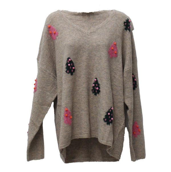 Easel Women's Pom Knitted Sweater
