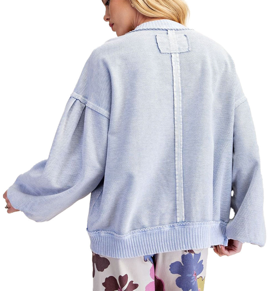 Easel Women's Washed Terry Snap Jacket