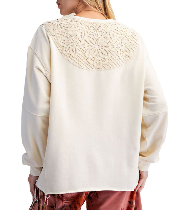 Easel Women's Bow Washed Terry Pullover