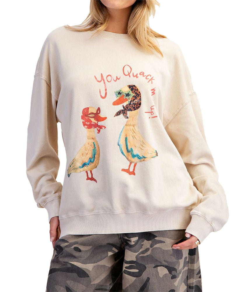 Easel Graphic Front Washed Terry Pullover