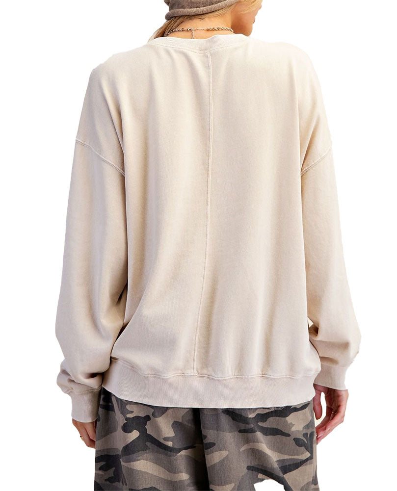 Easel Graphic Front Washed Terry Pullover