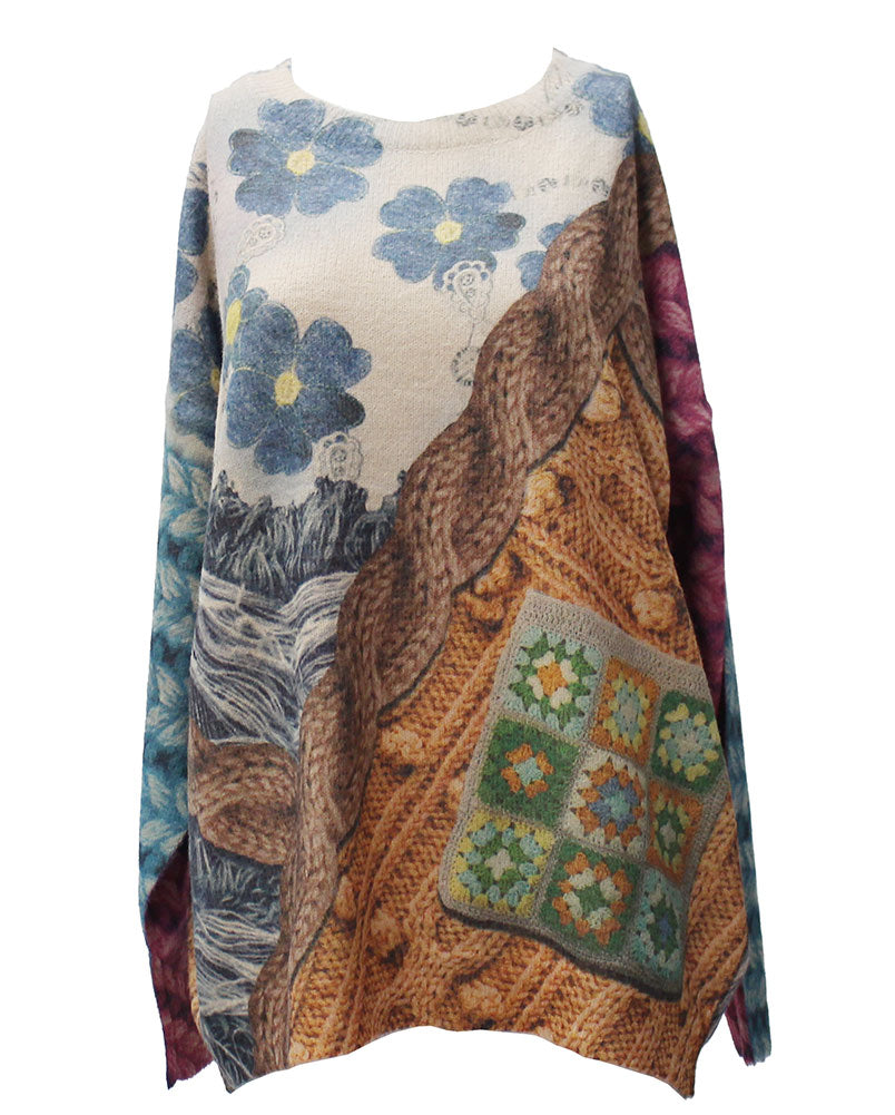 Original USA Women's Printed Long Sleeve Pullover Sweater