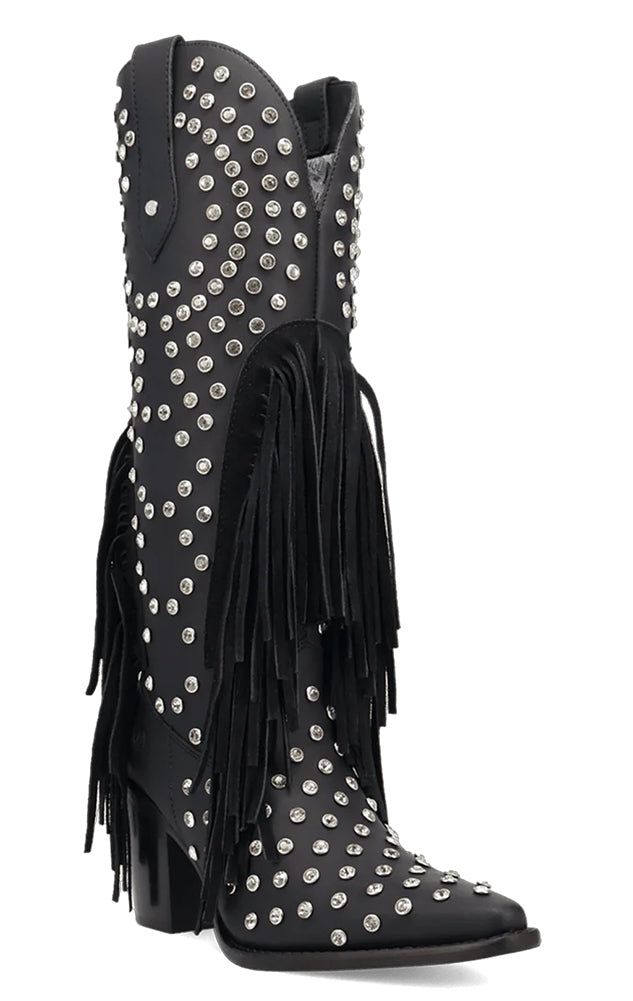 Dingo Women's Show Pony Fringe Studded Western Boot